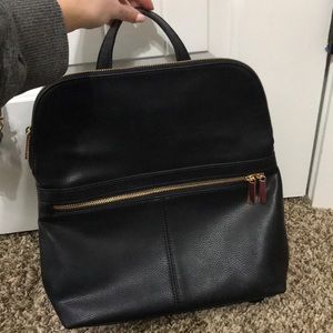 Black Faux Leather Backpack